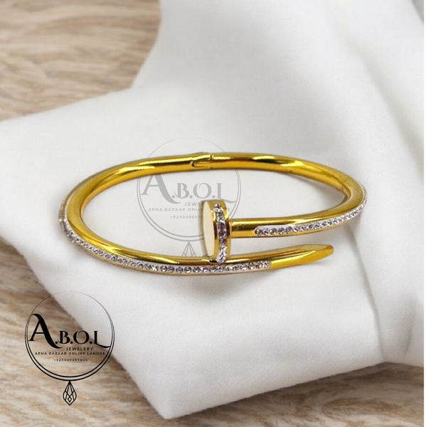 Nail Stone Stainless Cuff