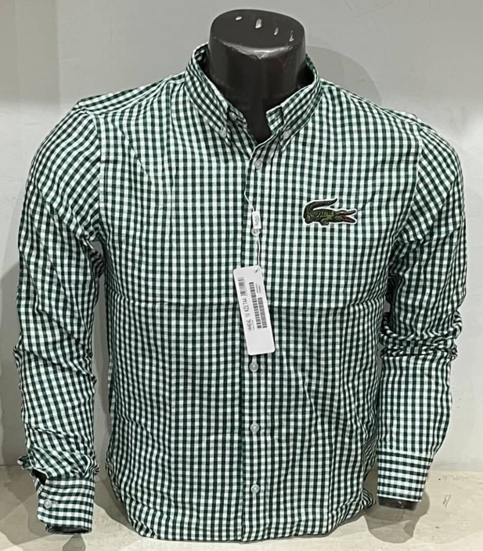 Chemise à carreaux verte homme