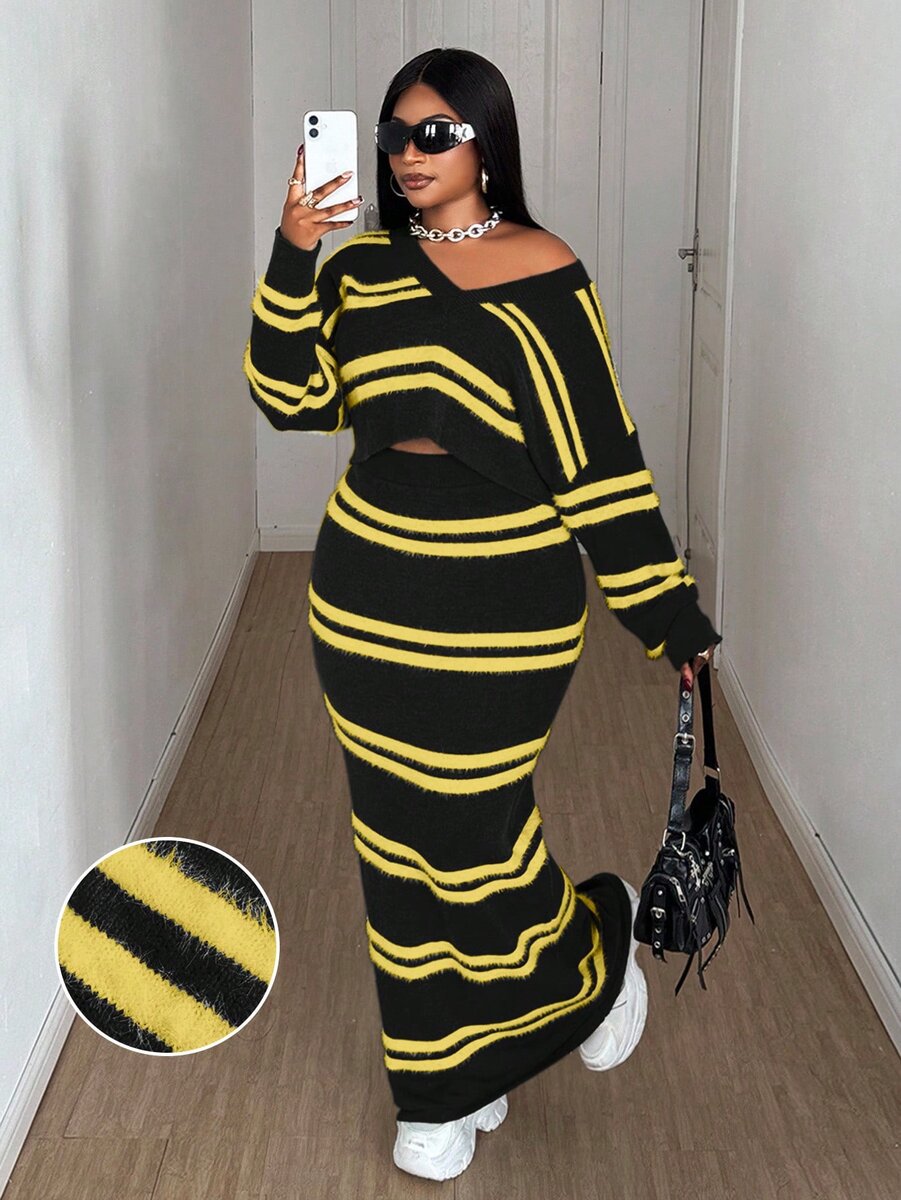 Ensemble rayé chaud femme