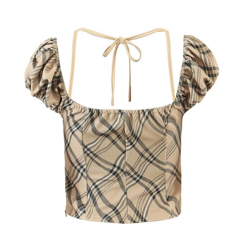 Top à carreaux chic