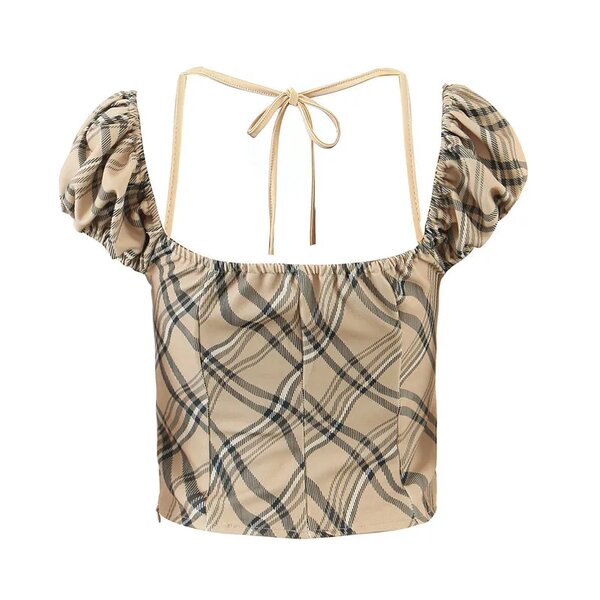 Top à carreaux chic