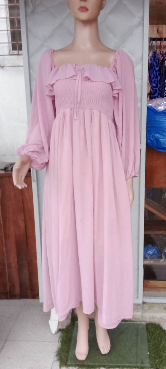 Robe longue rose bohème