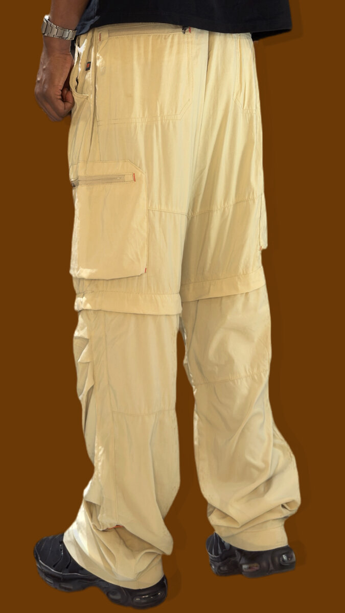 Pantalon cargo ample beige