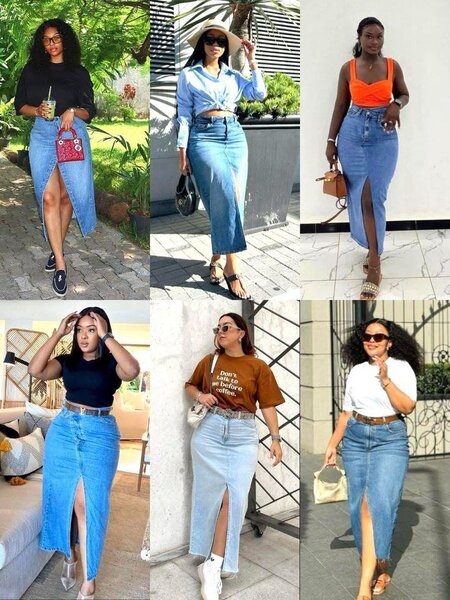 Jupe longue en jean fente