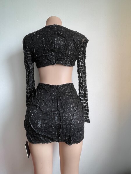 Black Sequin Cut-Out Dress