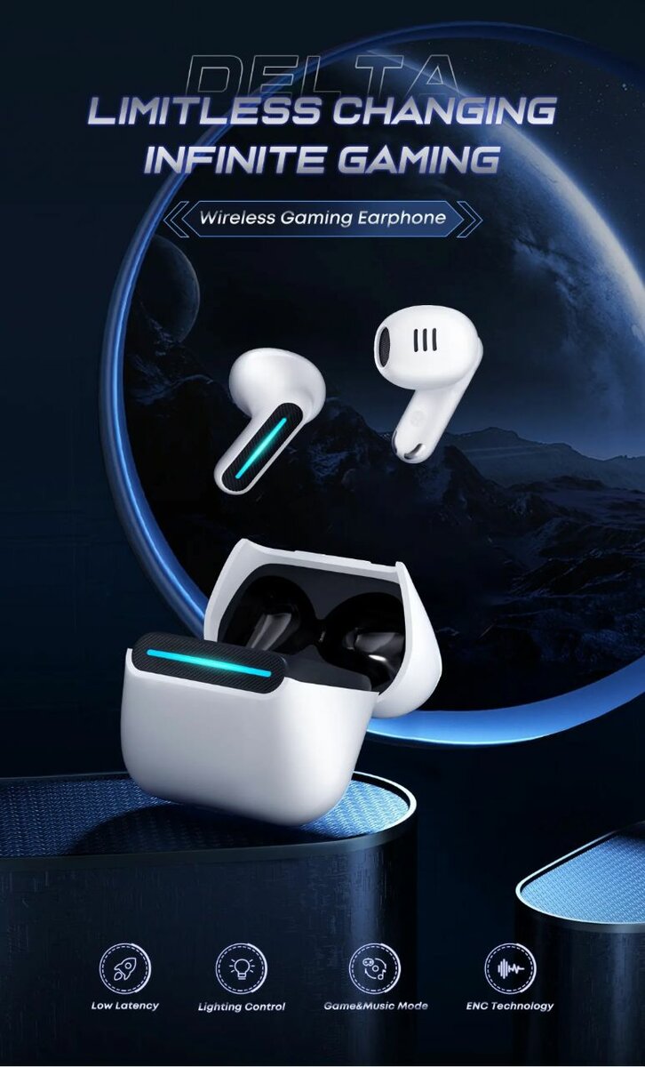 Écouteurs Gaming Sans Fil LED