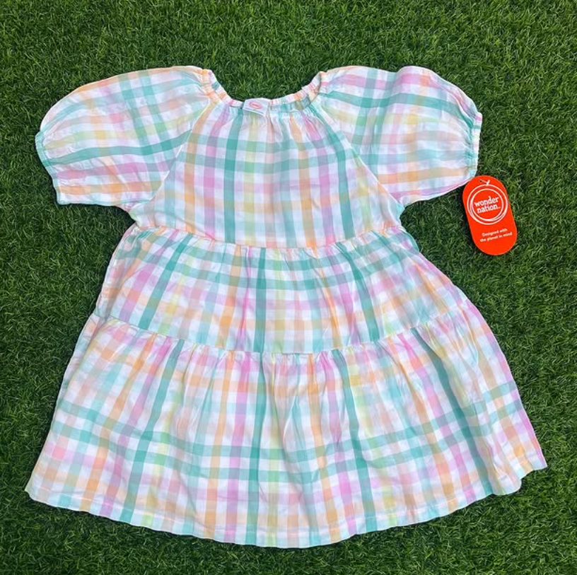 Checkered white dress for girls
