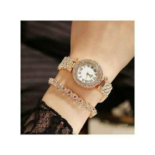 Montre + bracelet strass femme