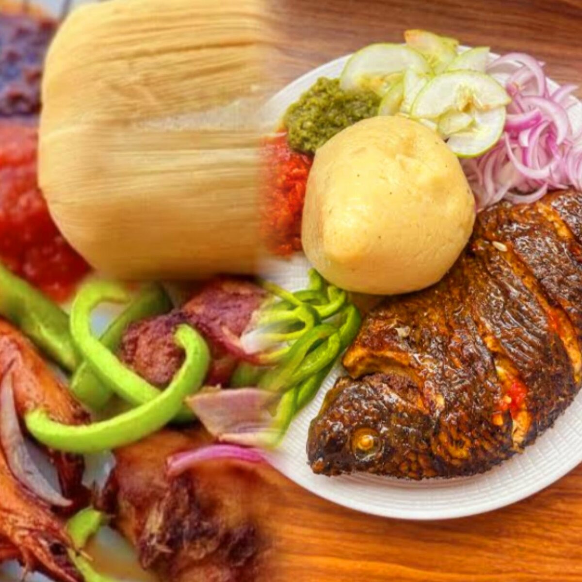 Ga kenkey&Fried Pork/Gizzard
