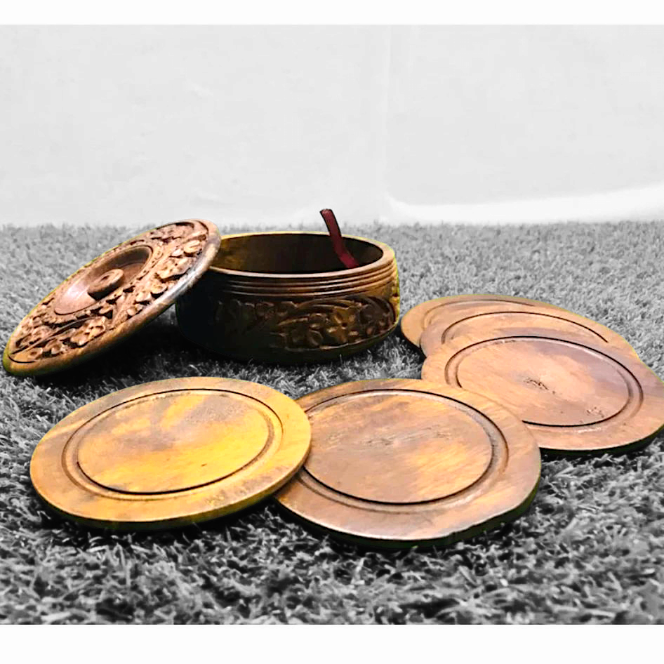 Wooden Tea Mat, Carved Coaster