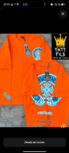 T-shirt orange graphique