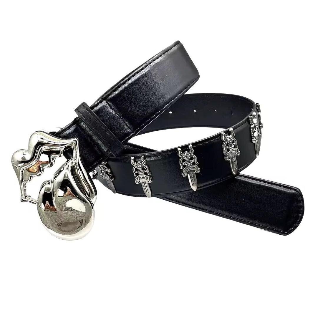 Ceinture en cuir noir moderne