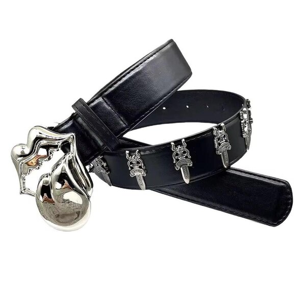 Ceinture en cuir noir moderne