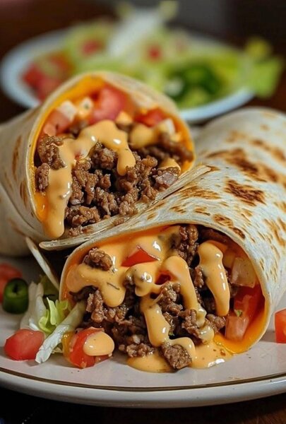 Délicieux burrito bœuf fromage