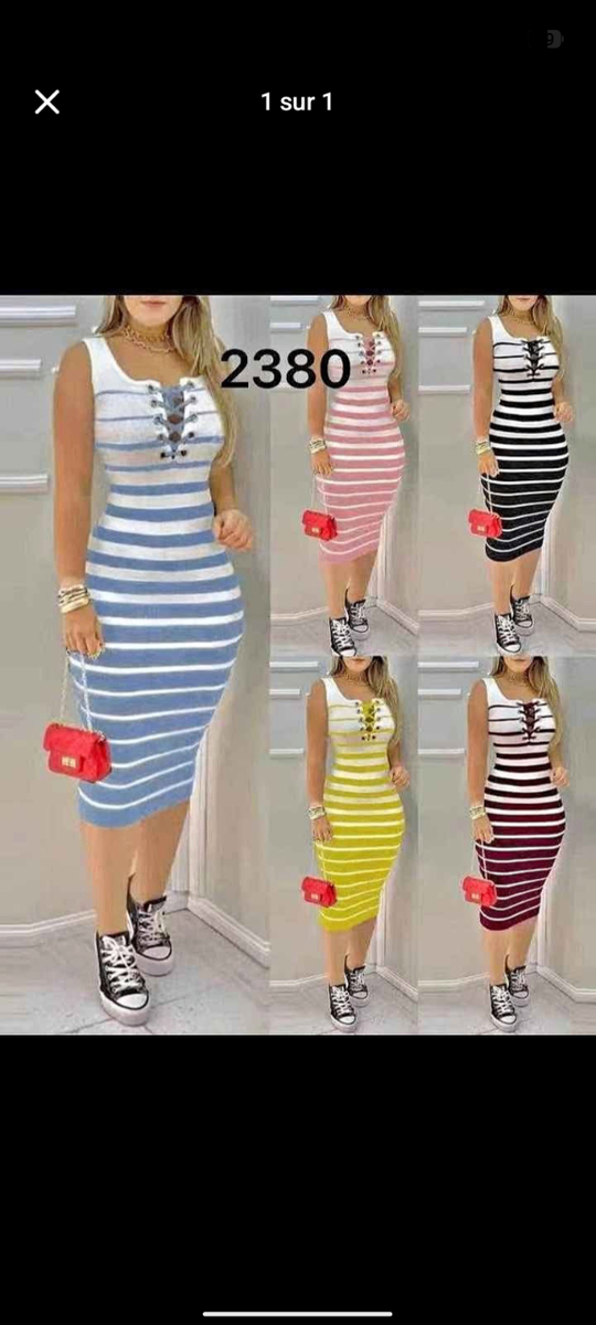 Robe rayée moulante chic