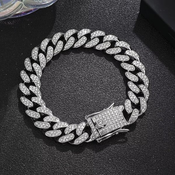 Silver Ice Cuban Mens Braclet