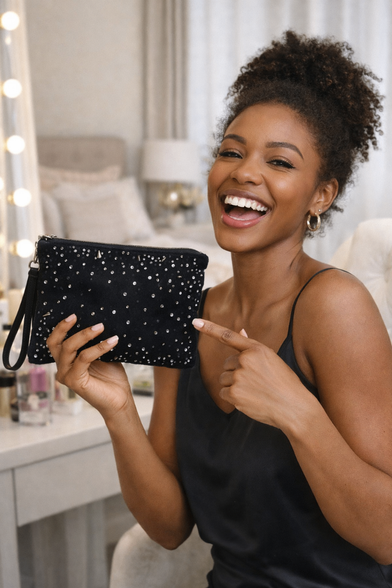 Trousse de toilette noire pailletée So Chic