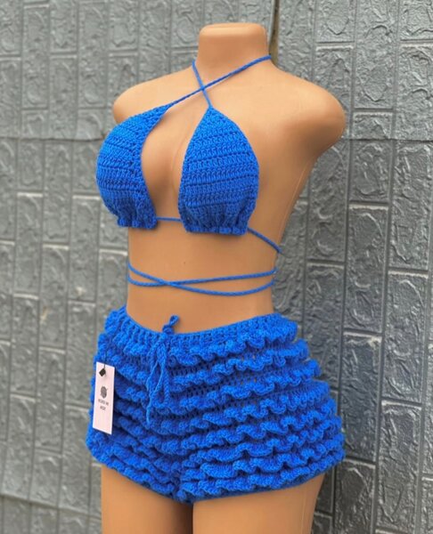 Bikini crochet bleu élégant