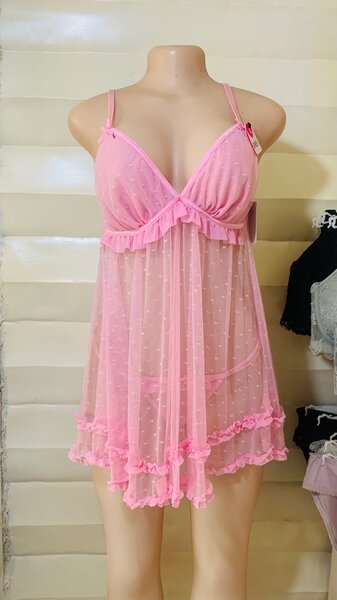 Nuisette en dentelle rose