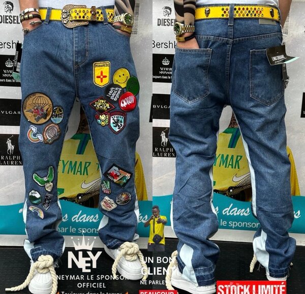 Jean patchwork décontracté homme