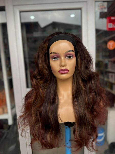 Perruque Headband Marron Ondulé