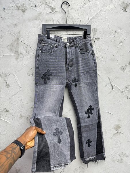 Jeans patchwork croix unisexe