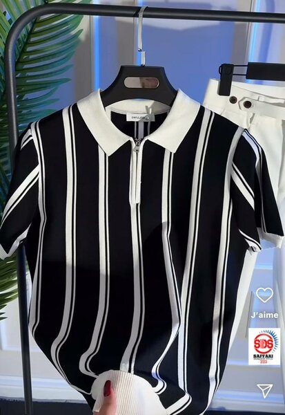 Polo à rayures à zip élégant