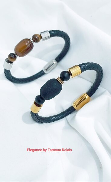 Bracelet perlé en cuir