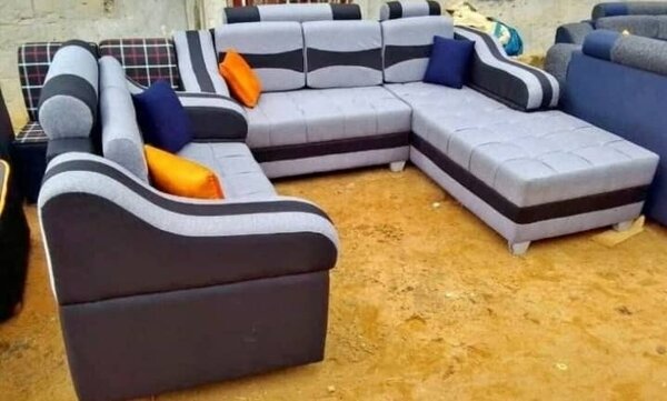 Canapé d'angle moderne gris