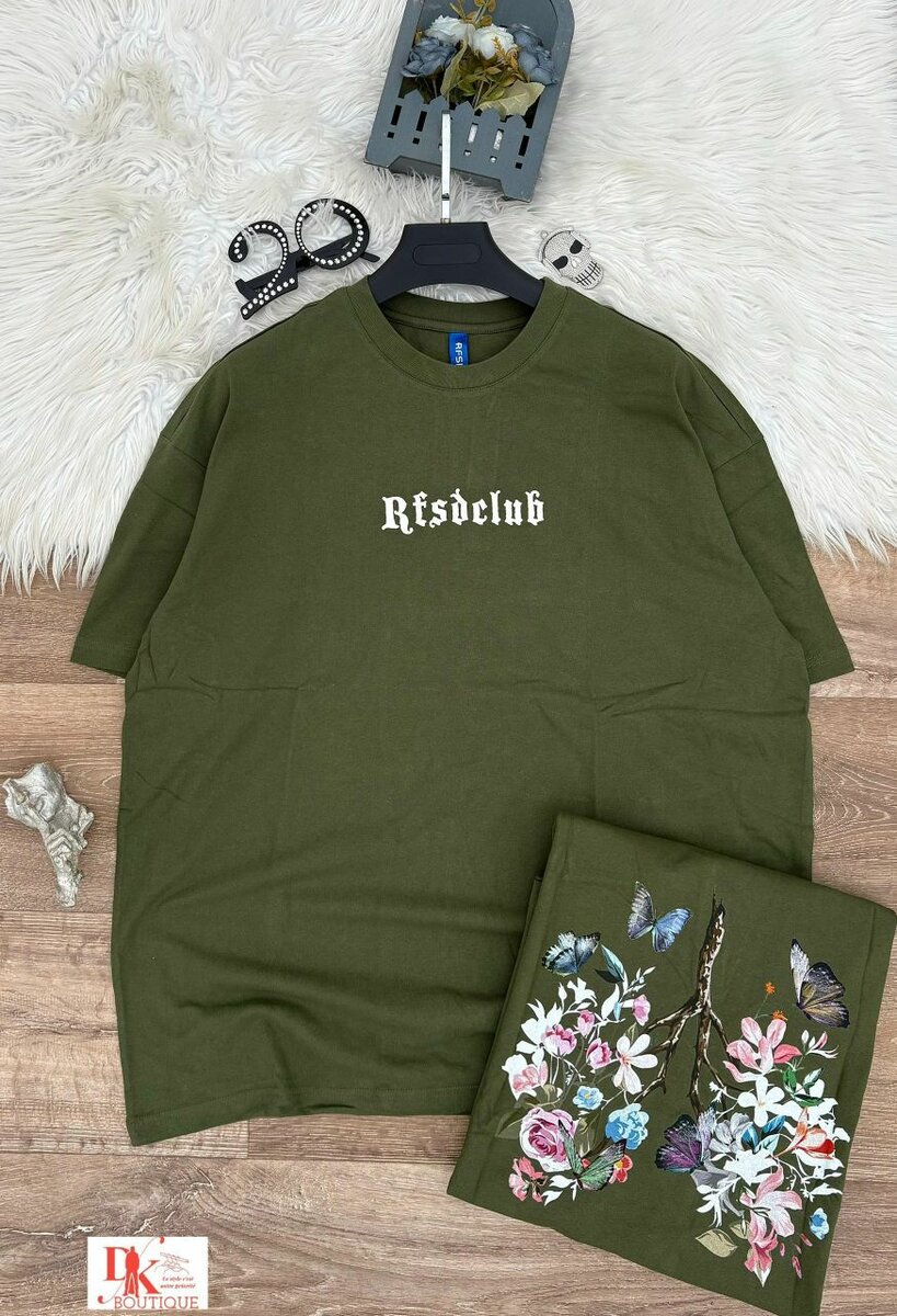 T-shirt vert imprimé floral