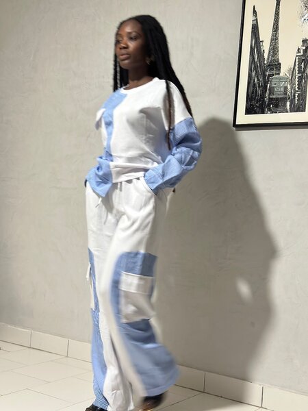 Ensemble décontracté blanc-gris