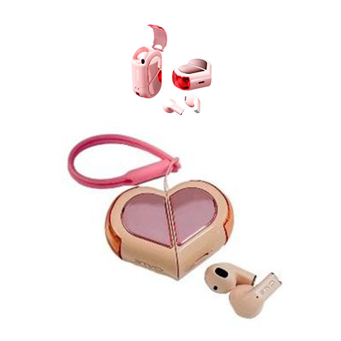 Écouteurs sans fil cœur rose