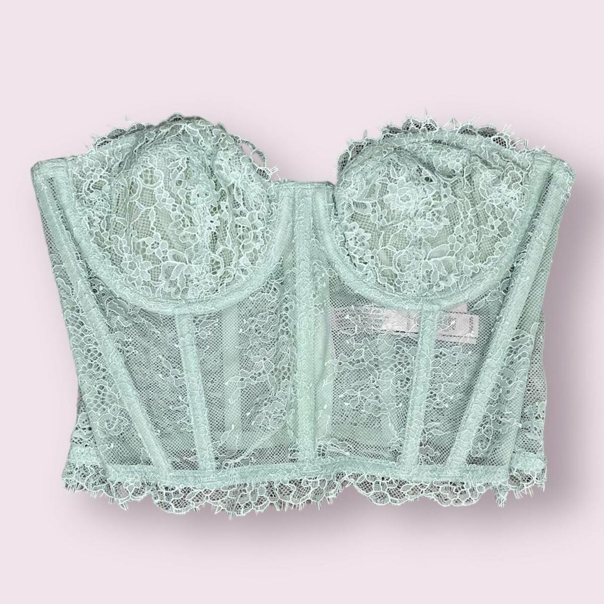 Mint green lace corset top