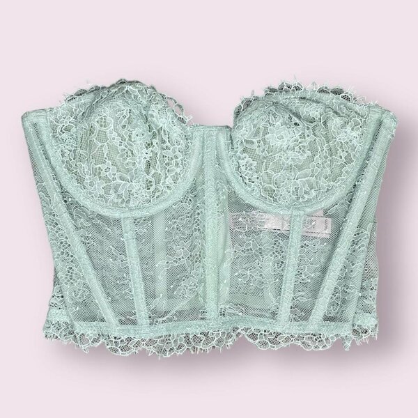 Mint green lace corset top