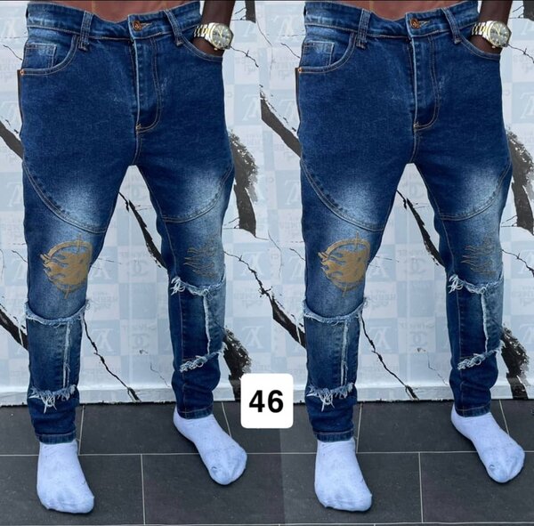 Jean déchiré jaune streetwear