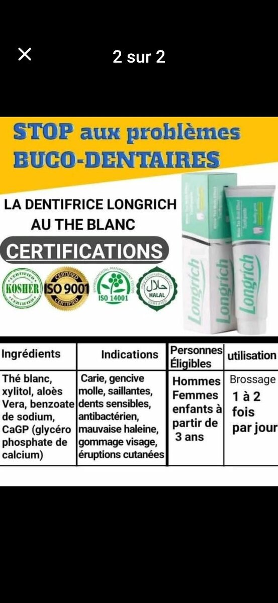 Dentifrice Longrich au Thé