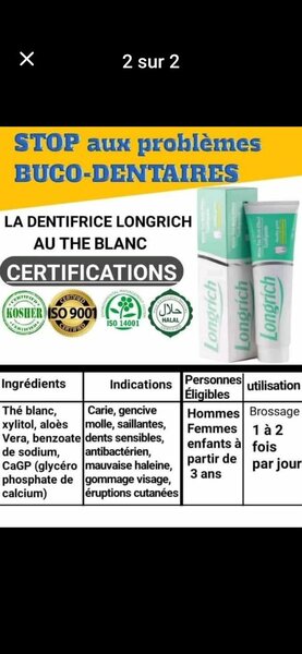 Dentifrice Longrich au Thé
