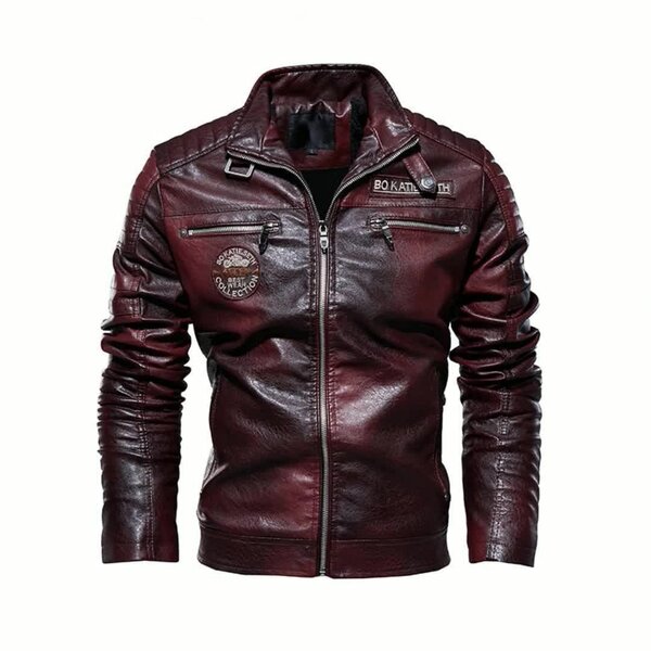 Manteau en cuir marron BOKATIESETH pour homme