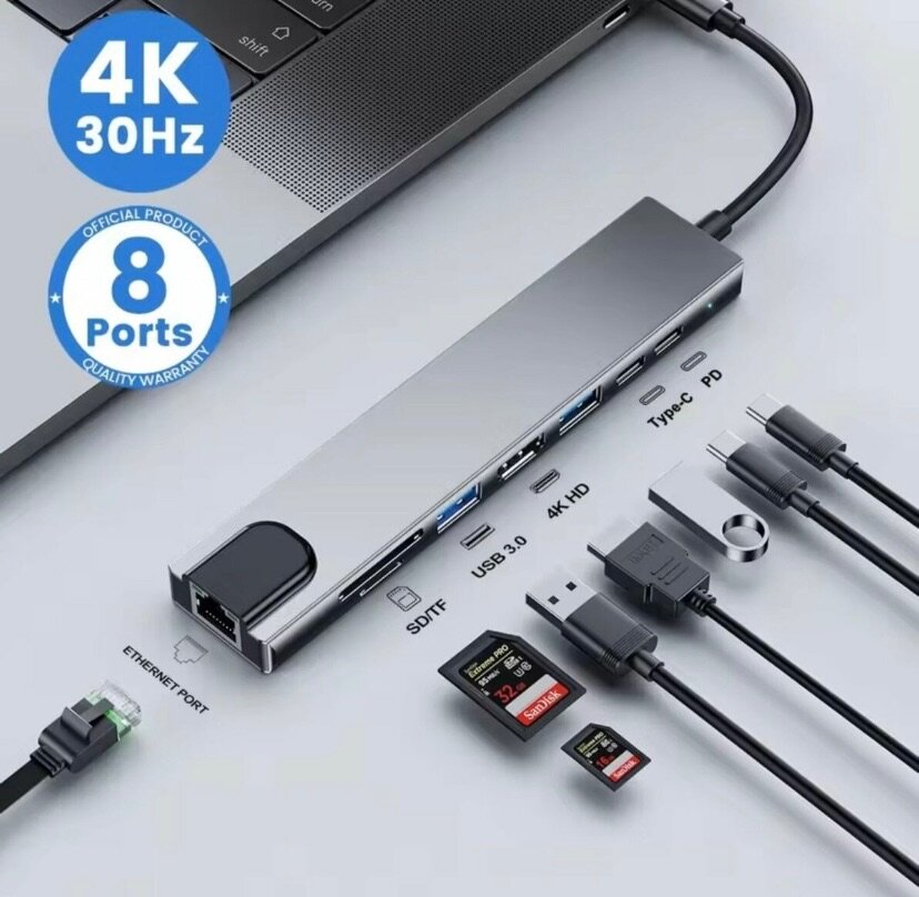 USB-C-HUB 8 en 1