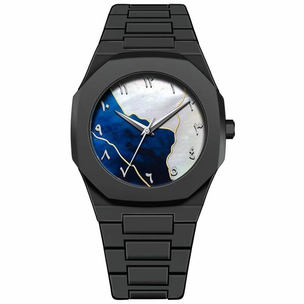 Montre élégante noir acier