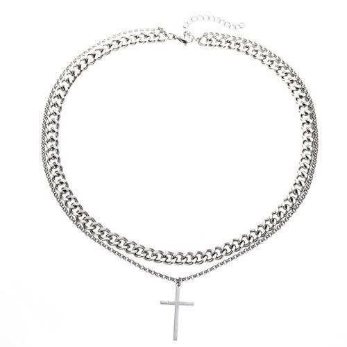 Collier croix en acier inoxydable