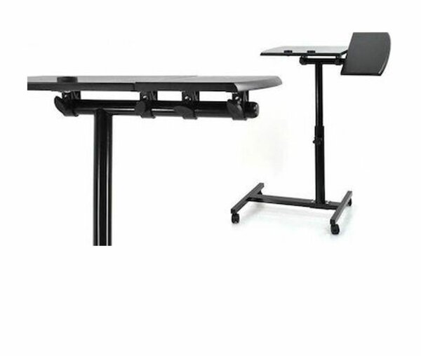 WOOD PANELS & STEEL FRAME LAPTOP TABLE WITH LOCKABLE CASTERS