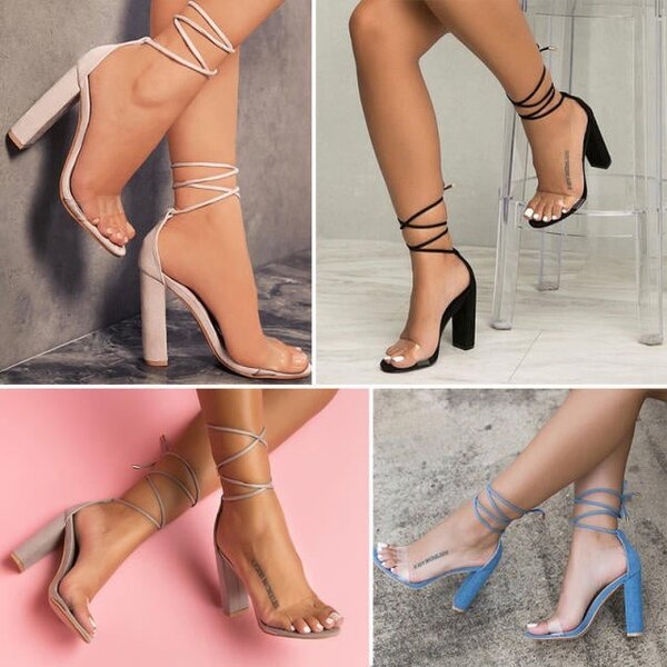 Transparent heel ankle.