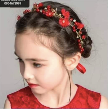 Kids red floral headband