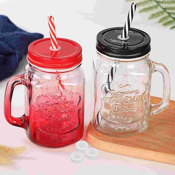 Bocaux en verre avec paille 500ml