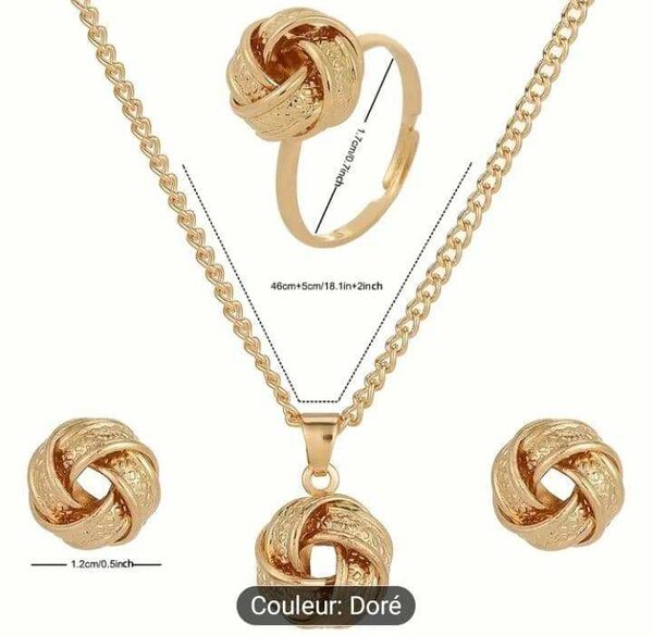 Parure Bijoux Doré Élégant