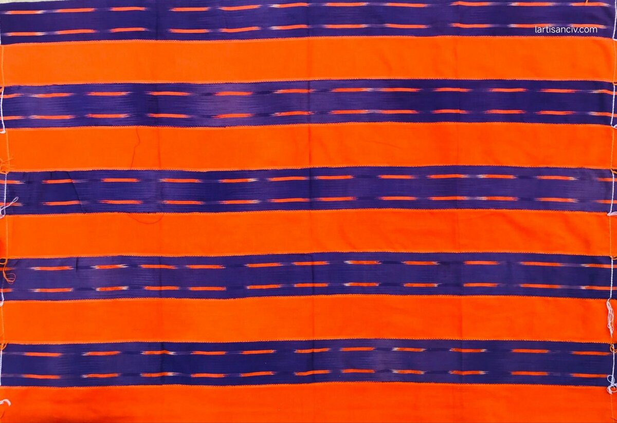 Pagne rayée coton orange bleue