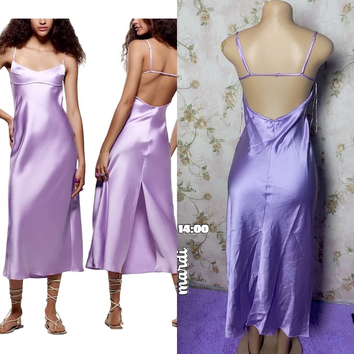 Robe Satinée Lilas Élégante