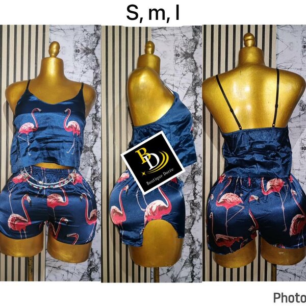 Pyjama femme satin flamingos