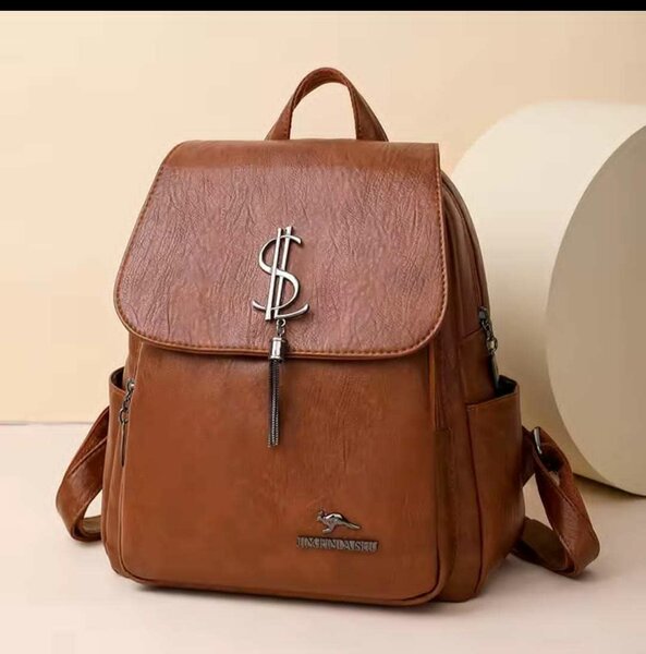 Brown leather backpack